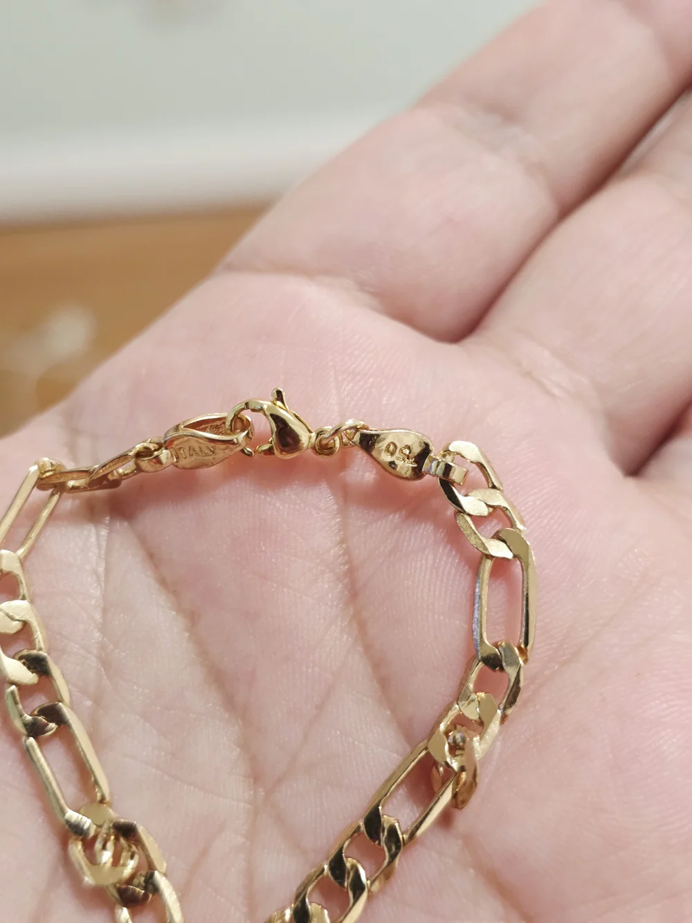 Kids Gold Figaro-Style Bracelet with Religious Pendant